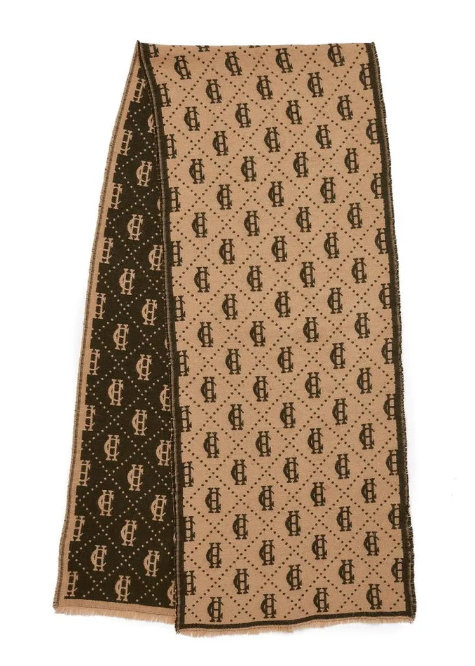 Women Lightweight Monogram Scarf Light Camel Forest Green Holland Cooper Scarves Women Lightweight Monogram Scarf Light Camel Forest Green Holland Cooper Scarves