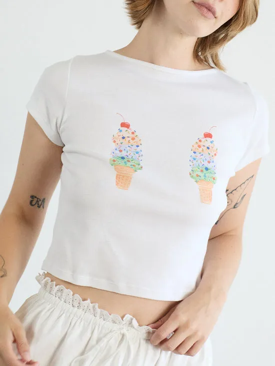 Women Lisa Says Gah Alex Tee Ice Cream Cones Tops