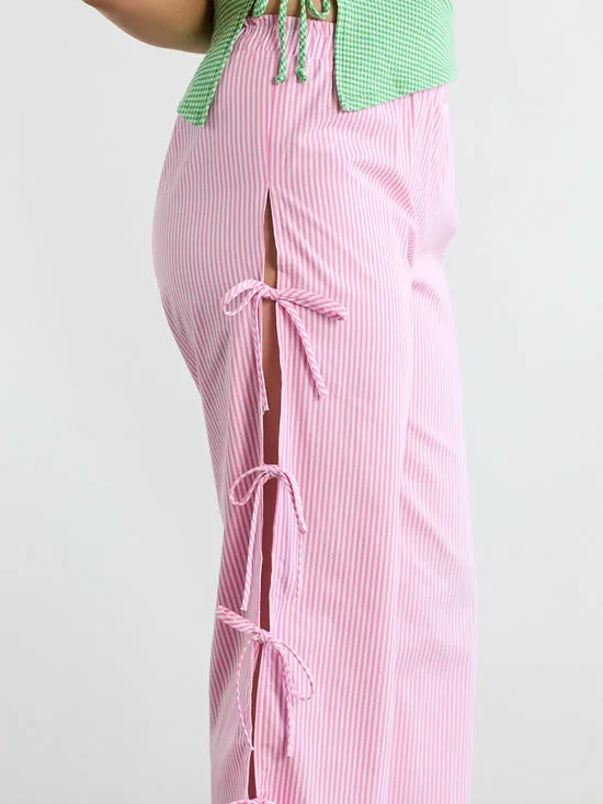 Women Lisa Says Gah Evelyn Tie Pant Pink Stripe Bottoms Women Lisa Says Gah Evelyn Tie Pant Pink Stripe Bottoms