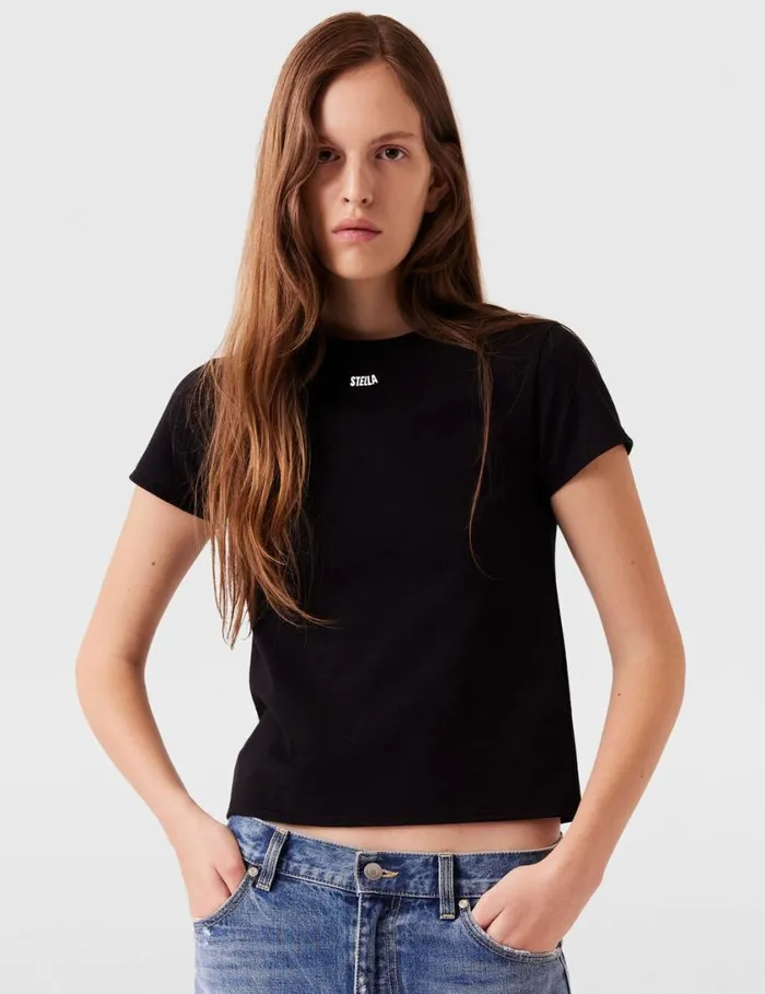 Women Logo Charm TShirt Black Stella McCartney Sweatshirts And TShirts