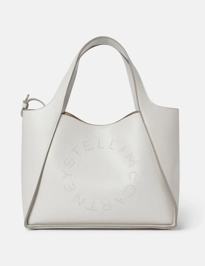 Women Logo Top Handle Crossbody Tote Bag Fog Grey Stella McCartney Tote Bags
