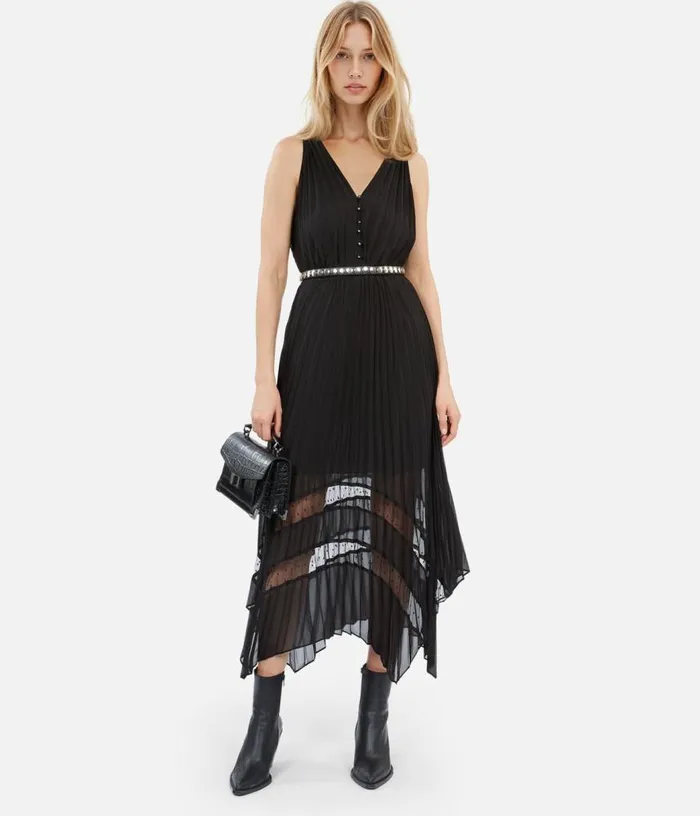 Women Long Black Pleated Dress THE KOOPLES Dresses and Jumpsuits