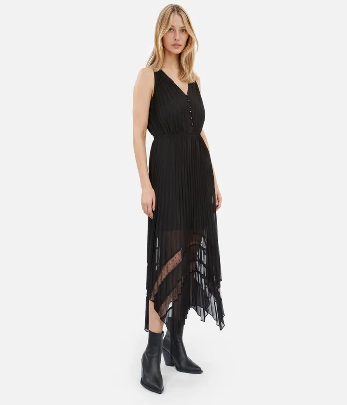 Women Long Black Pleated Dress THE KOOPLES Dresses and Jumpsuits