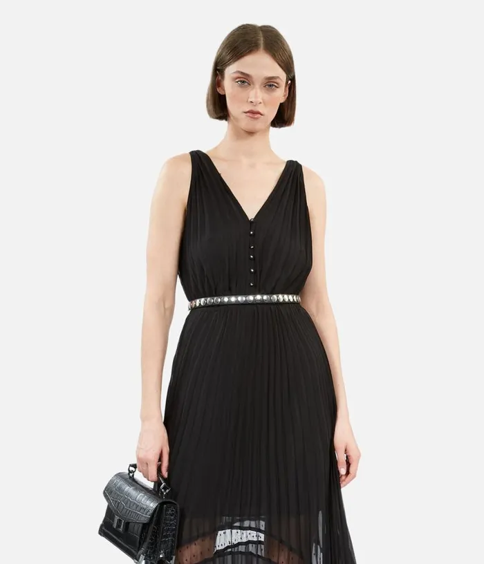 Women Long Black Pleated Dress THE KOOPLES Dresses and Jumpsuits