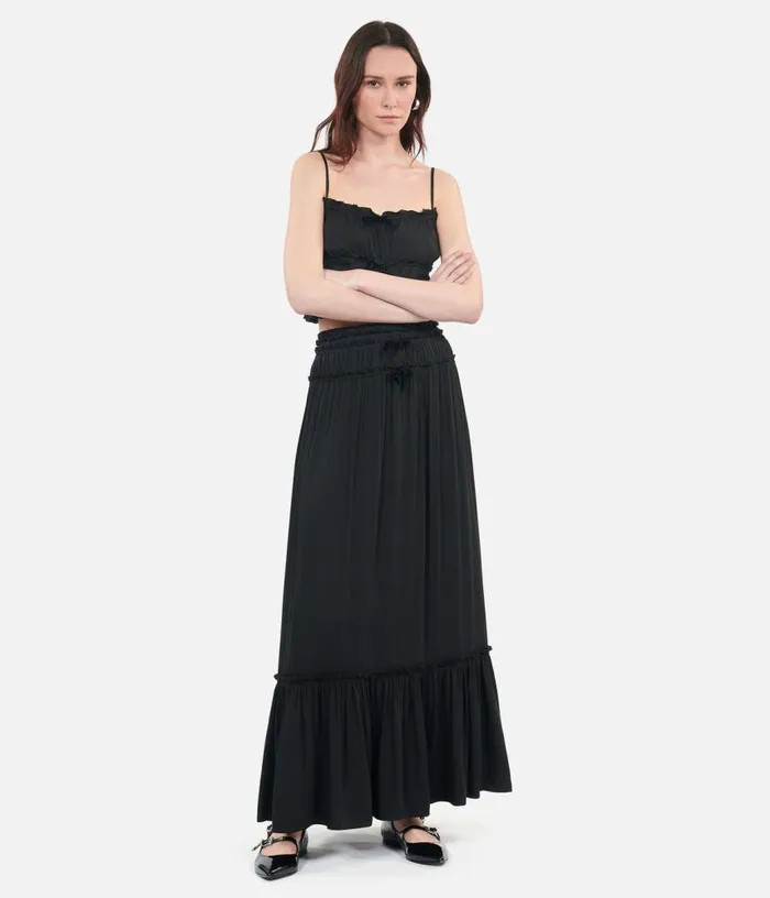 Women Long Black Skirt With Bows THE KOOPLES Skirts and Shorts
