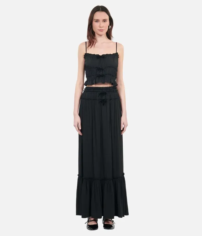 Women Long Black Skirt With Bows THE KOOPLES Skirts and Shorts
