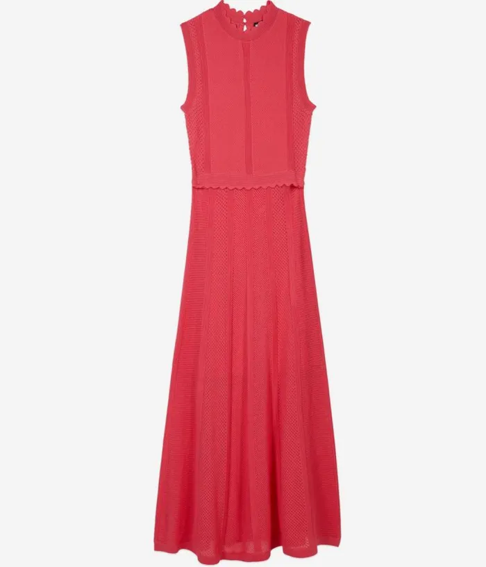 Women Long Fuchsia Openwork Knit Dress THE KOOPLES Dresses and Jumpsuits