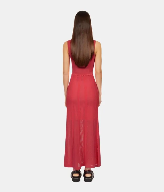 Women Long Fuchsia Openwork Knit Dress THE KOOPLES Dresses and Jumpsuits