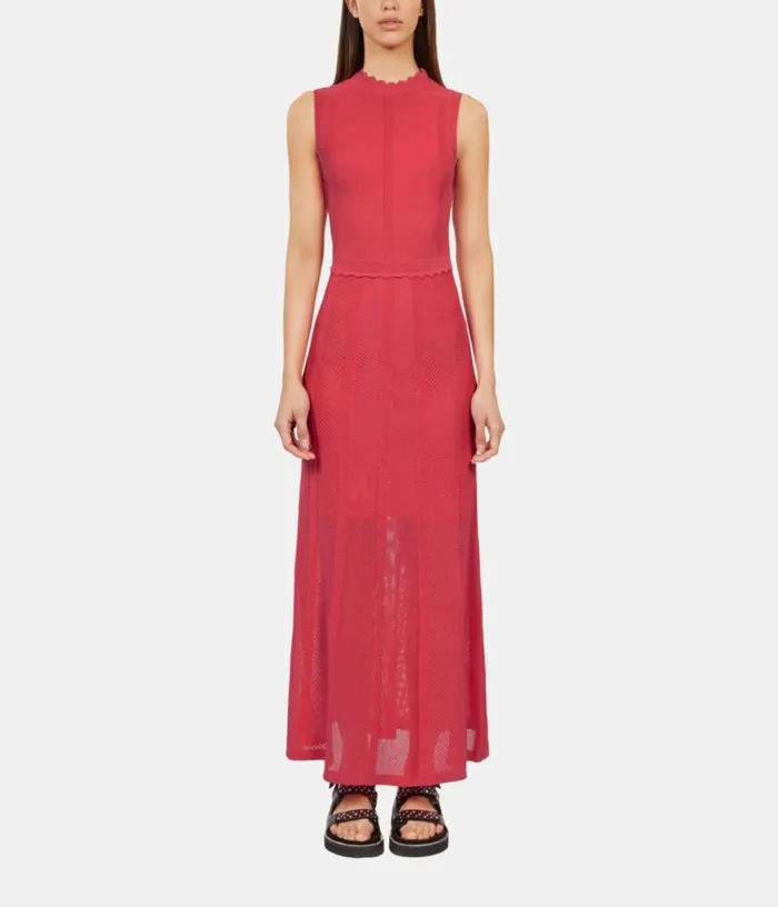Women Long Fuchsia Openwork Knit Dress THE KOOPLES Dresses and Jumpsuits