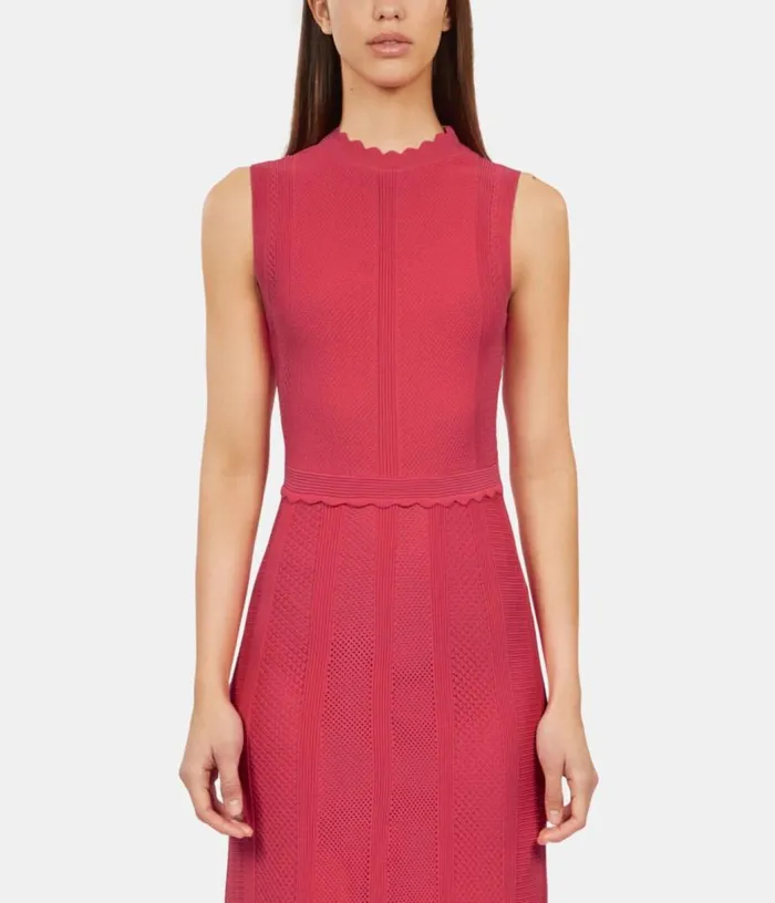 Women Long Fuchsia Openwork Knit Dress THE KOOPLES Dresses and Jumpsuits