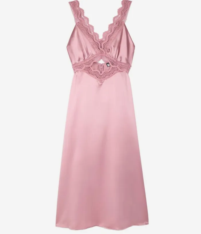 Women Long Lilac Slip Dress With Guipure THE KOOPLES Dresses and Jumpsuits