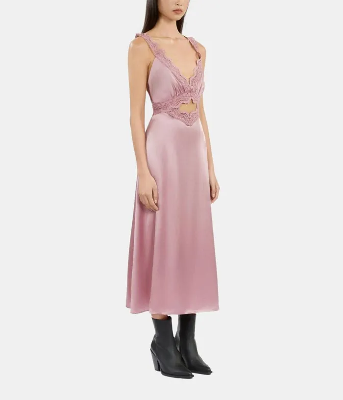 Women Long Lilac Slip Dress With Guipure THE KOOPLES Dresses and Jumpsuits