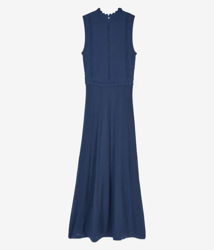Women Long Royal Blue Openwork Knit Dress THE KOOPLES Dresses and Jumpsuits