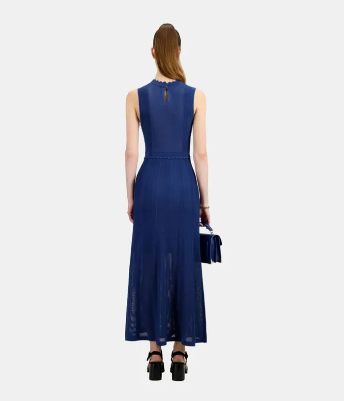 Women Long Royal Blue Openwork Knit Dress THE KOOPLES Dresses and Jumpsuits