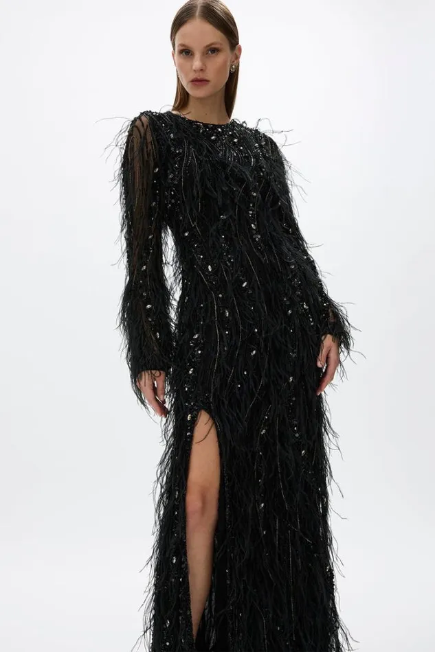 Women Long Sleeve Dresses Rachel Gilbert Cynthia Gown Black Women Long Sleeve Dresses Rachel Gilbert Cynthia Gown Black