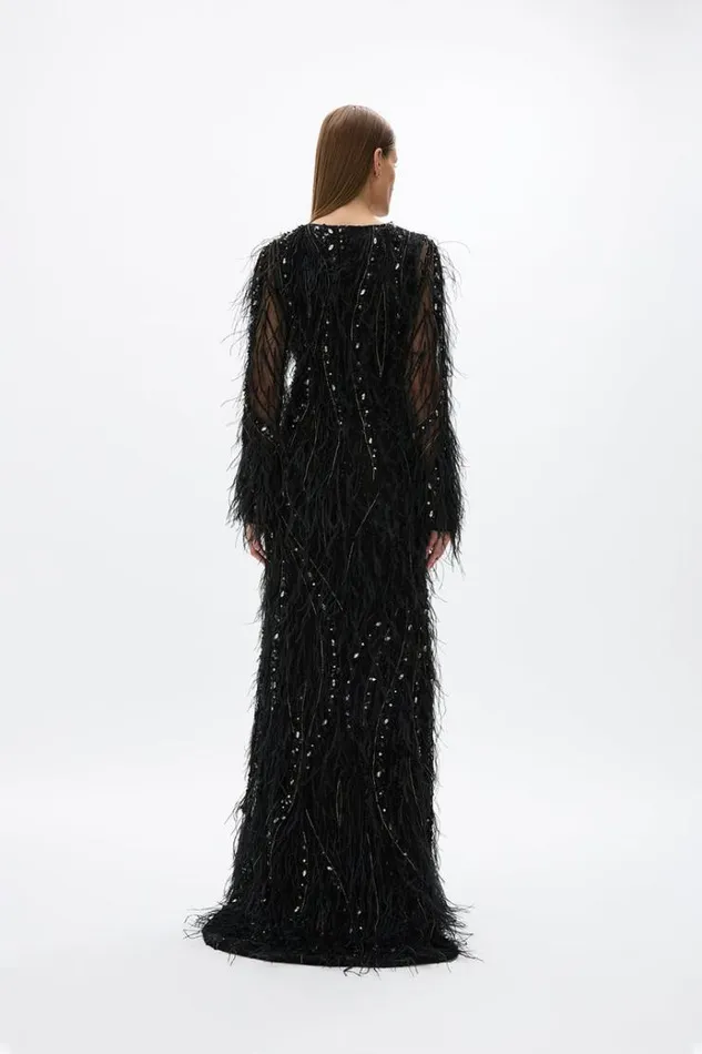 Women Long Sleeve Dresses Rachel Gilbert Cynthia Gown Black Women Long Sleeve Dresses Rachel Gilbert Cynthia Gown Black