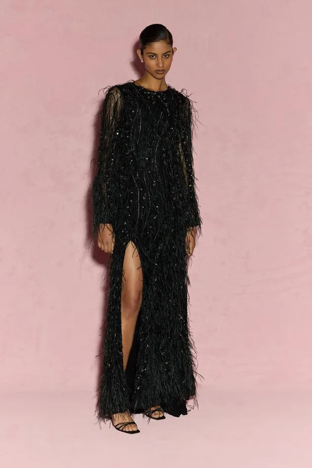 Women Long Sleeve Dresses Rachel Gilbert Cynthia Gown Black Women Long Sleeve Dresses Rachel Gilbert Cynthia Gown Black