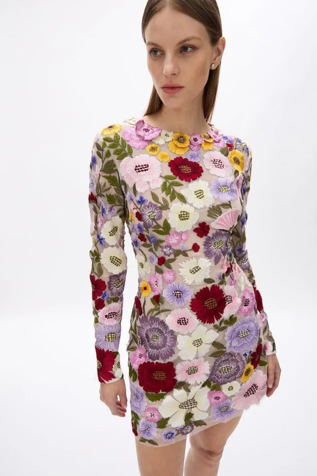 Women Long Sleeve Dresses Rachel Gilbert Nya Mini Multi