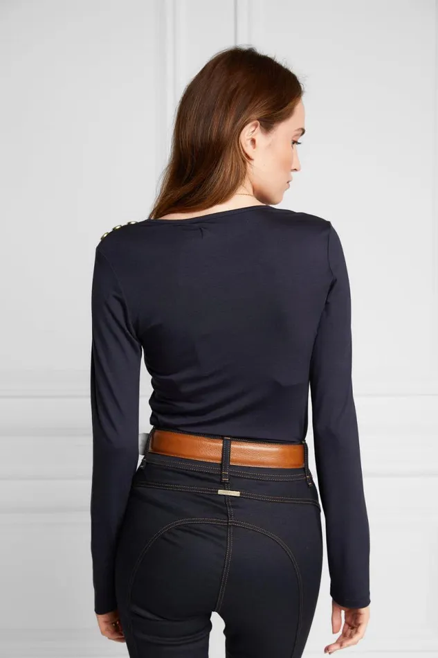 Women Long Sleeve VNeck Tee Ink Navy Holland Cooper Tops Women Long Sleeve VNeck Tee Ink Navy Holland Cooper Tops