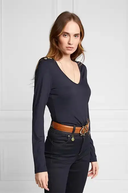 Women Long Sleeve VNeck Tee Ink Navy Holland Cooper Tops Women Long Sleeve VNeck Tee Ink Navy Holland Cooper Tops