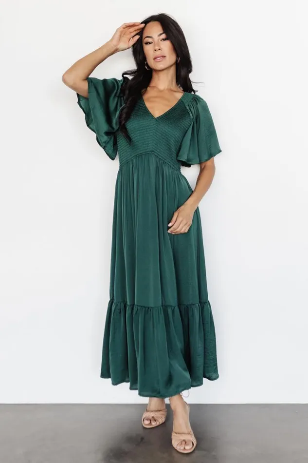 Women Lovell Smocked Midi Dress Emerald Baltic Born Midi Dresses