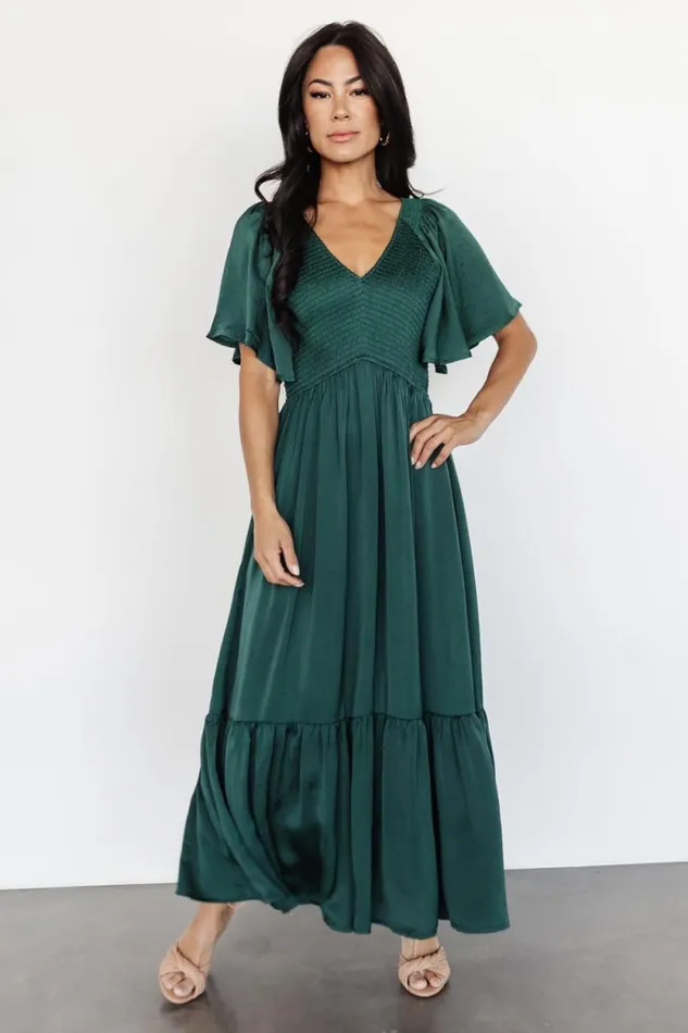 Women Lovell Smocked Midi Dress Emerald Baltic Born Midi Dresses
