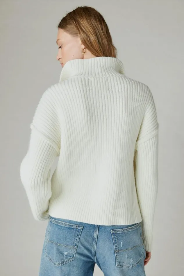 Women Lucky Brand All Tops Half Zip Pullover Sweater Whisper White