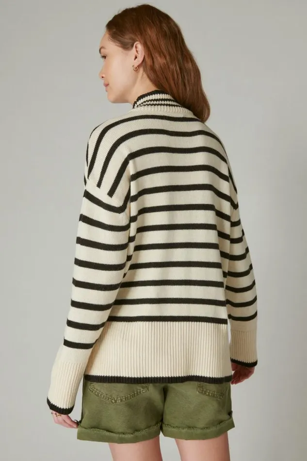 Women Lucky Brand All Tops Mock Neck Tunic Whitecap Grey Black