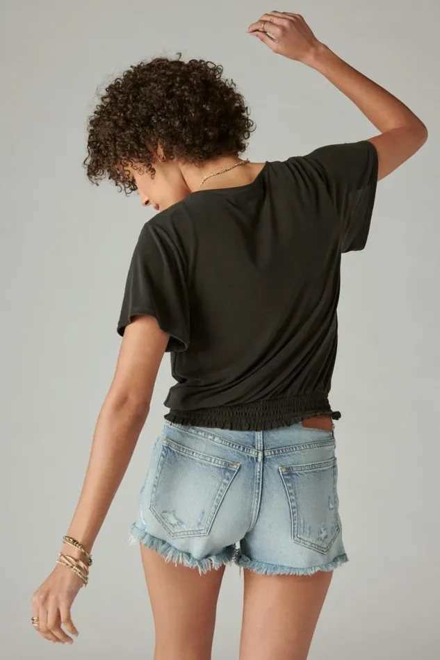 Women Lucky Brand All Tops Sandwash Surplice Top Jet Black