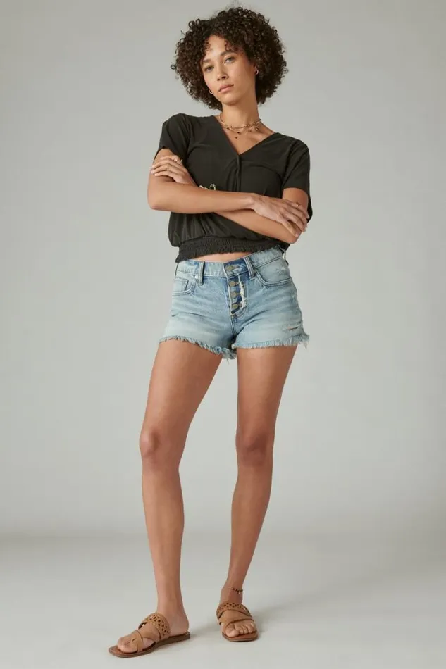 Women Lucky Brand All Tops Sandwash Surplice Top Jet Black