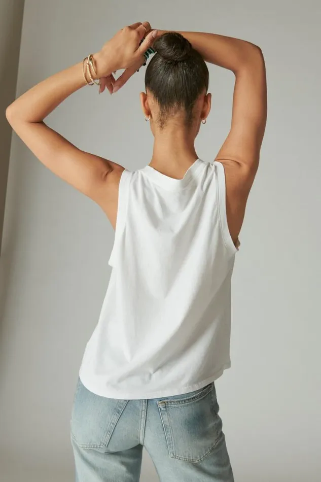 Women Lucky Brand Graphic Tees Endless Summer Tank Bright White