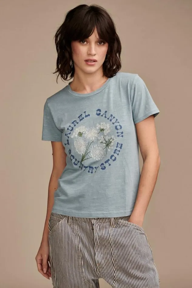 Women Lucky Brand Graphic Tees Laurel Canyon Country Store Classic Crew Mountain Spring