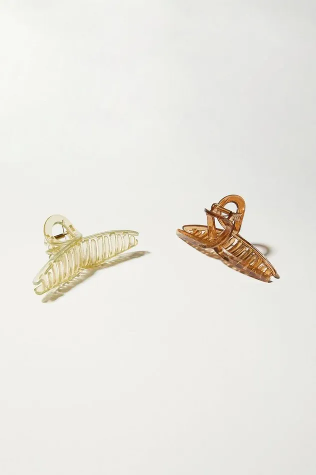 Women Lucky Brand Hair Accessories Loop Claw 2 Pk Dark Brown