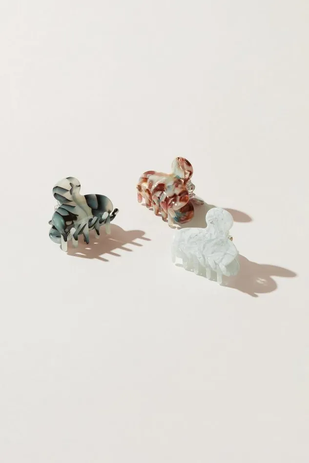 Women Lucky Brand Hair Accessories Mini Resin Claw Set Multi
