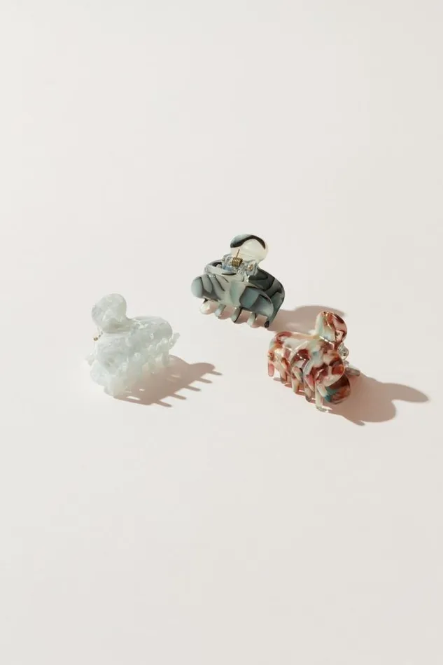 Women Lucky Brand Hair Accessories Mini Resin Claw Set Multi
