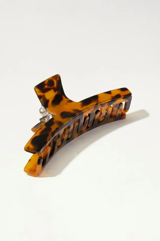 Women Lucky Brand Hair Accessories Thin Tortoise Claw Clip Brownblack