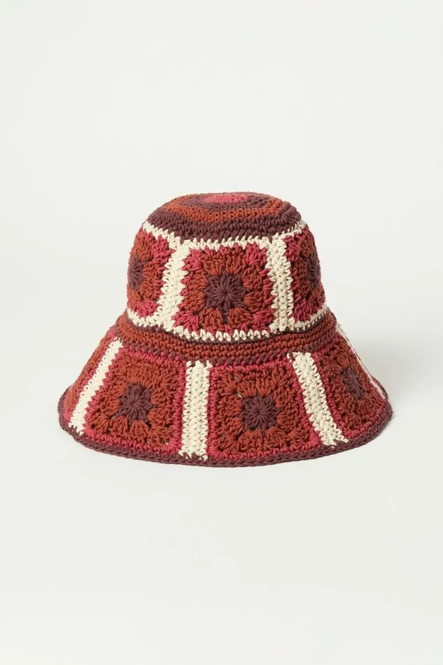 Women Lucky Brand Hats Crochet Bucket Hat Multi
