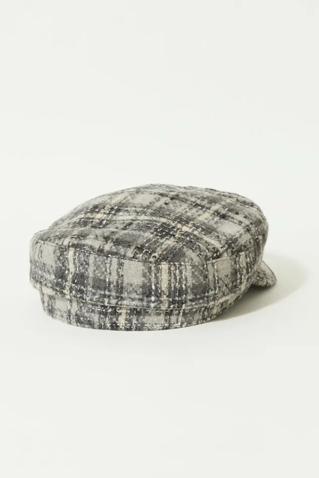 Women Lucky Brand Hats Plaid Baker Boy Hat Dark Grey Women Lucky Brand Hats Plaid Baker Boy Hat Dark Grey