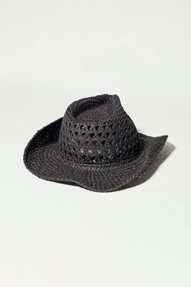 Women Lucky Brand Hats Straw Cowboy Hat Black