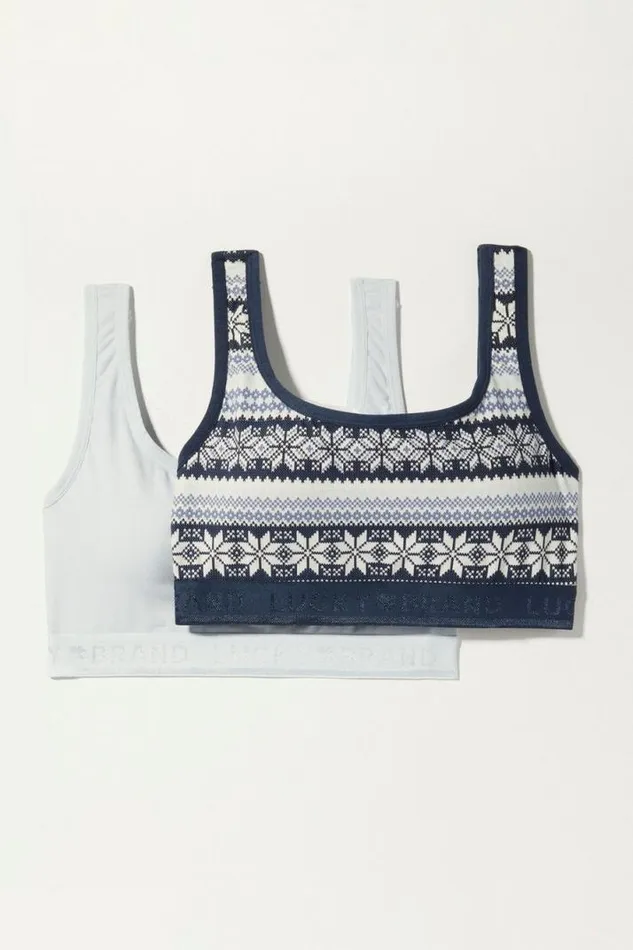 Women Lucky Brand Intimates and Sleepwear 2 Pack Fair Isle Bra Dark Blue