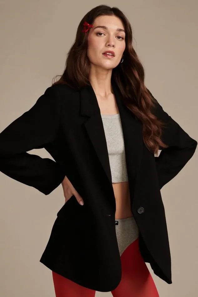 Women Lucky Brand Jackets and Outerwear Oversize Blazer Black
