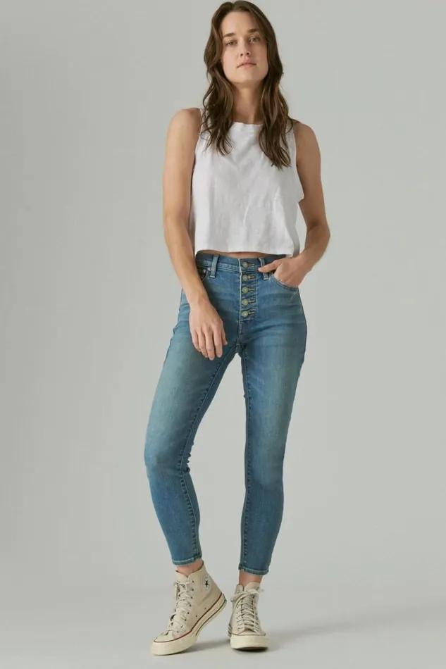 Women Lucky Brand Jeans High Rise Bridgette With Exposed Button Fly Center Stage