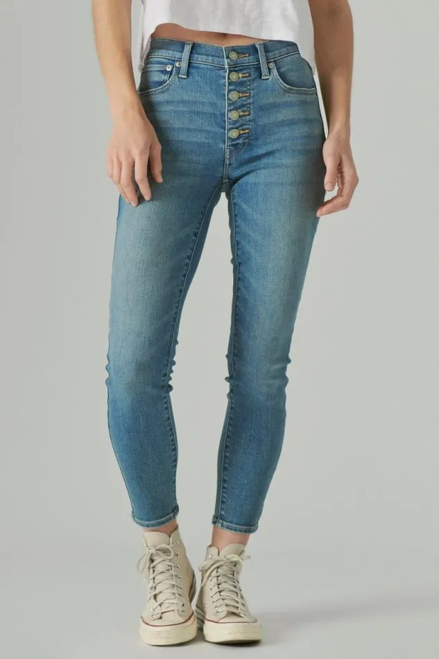 Women Lucky Brand Jeans High Rise Bridgette With Exposed Button Fly Center Stage