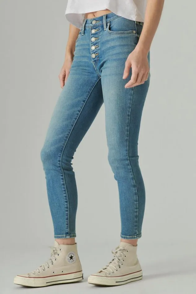 Women Lucky Brand Jeans High Rise Bridgette With Exposed Button Fly Center Stage