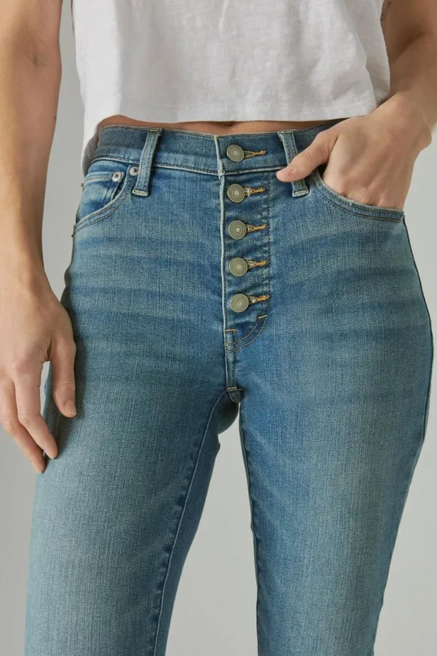 Women Lucky Brand Jeans High Rise Bridgette With Exposed Button Fly Center Stage