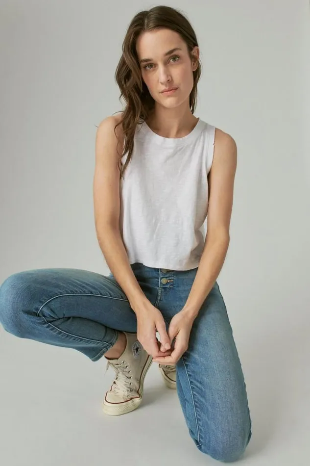 Women Lucky Brand Jeans High Rise Bridgette With Exposed Button Fly Center Stage