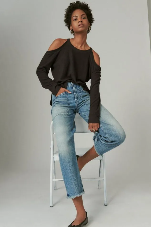 Women Lucky Brand Jeans Lucky Legend Crop Wide Leg Tough Luck