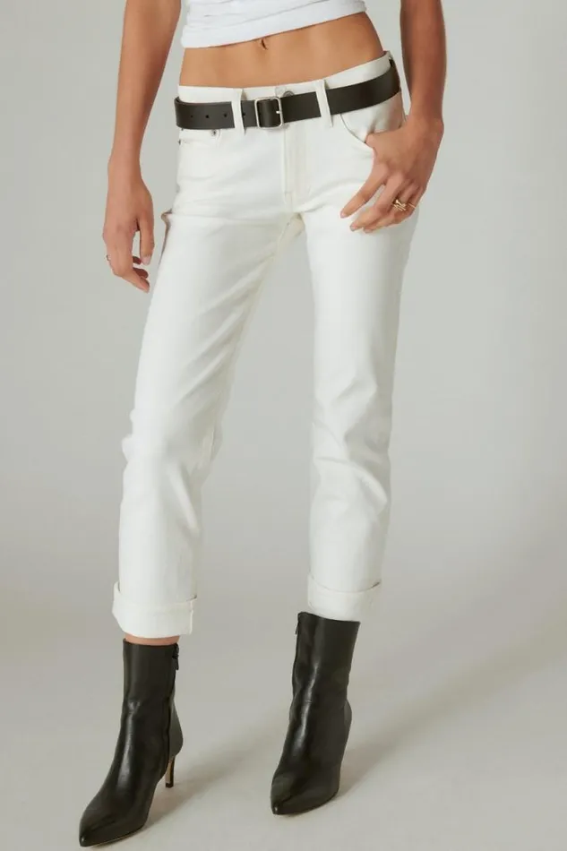 Women Lucky Brand Jeans Mid Rise Sweet Crop Cuffed Jean Bright White