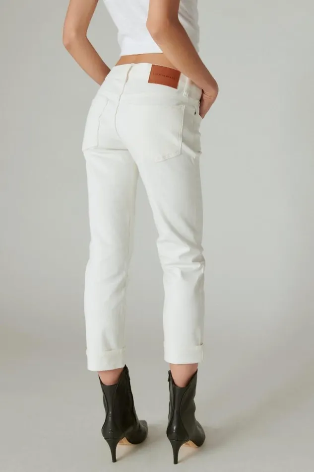 Women Lucky Brand Jeans Mid Rise Sweet Crop Cuffed Jean Bright White
