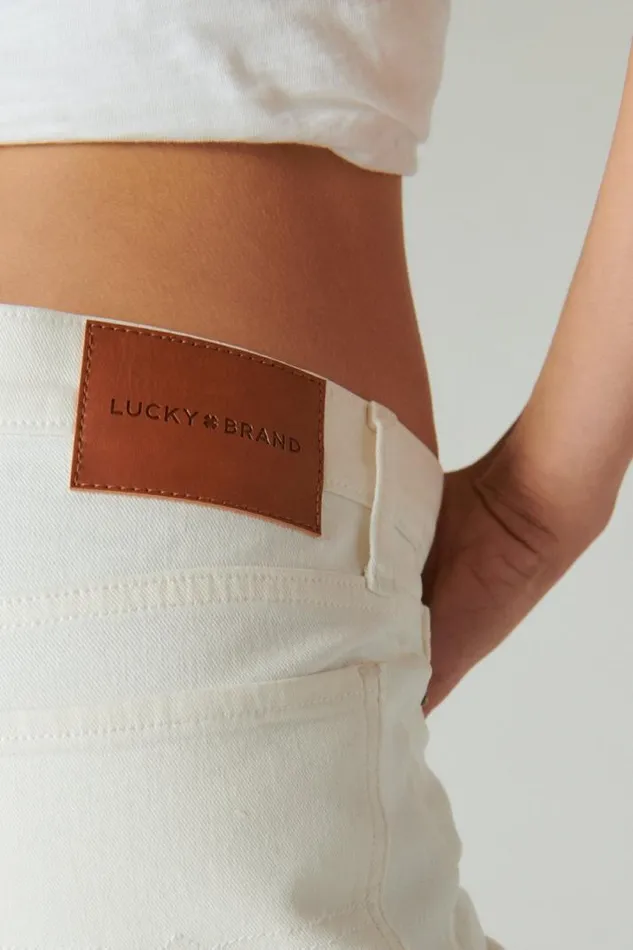 Women Lucky Brand Jeans Mid Rise Sweet Crop Cuffed Jean Bright White